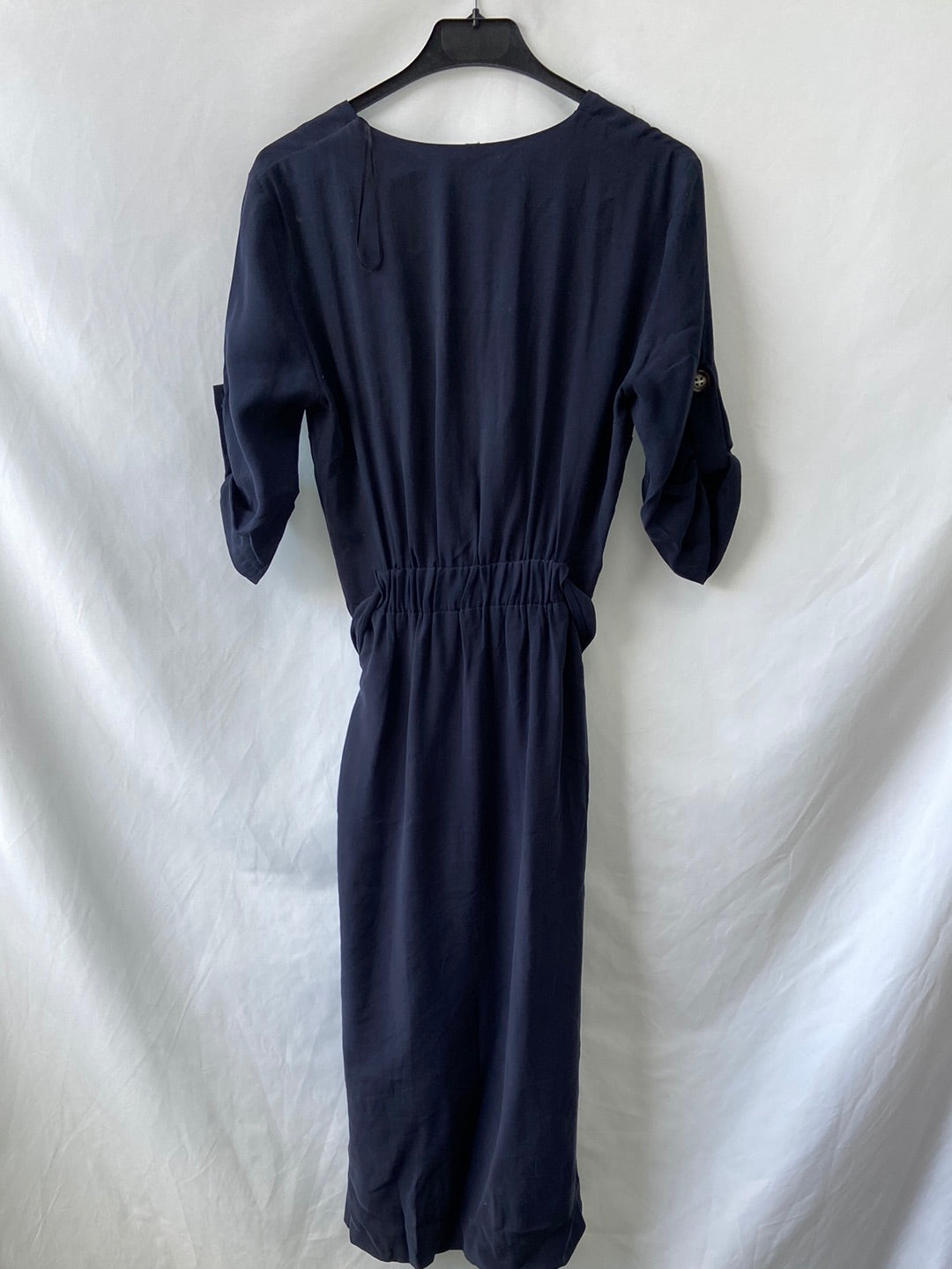 ZARA.Vestido midi azul botones T.S