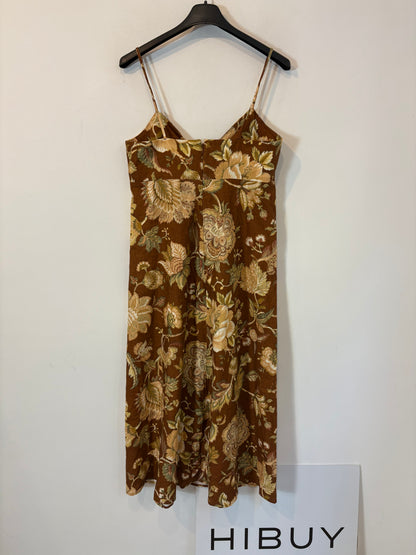 SÉZANE. Vestido midi con lino estampado. T 38