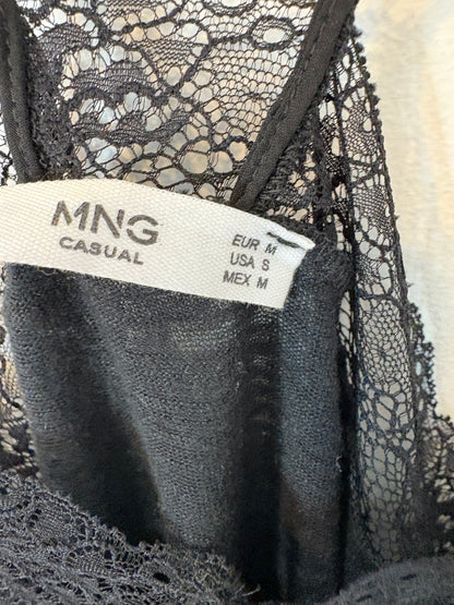 MANGO. Black speckled linen top. TM