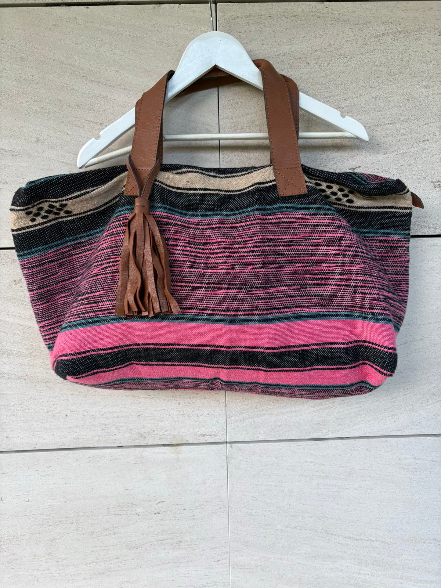 LALLA Marrakech. Bolsa de viaje tela asas en piel