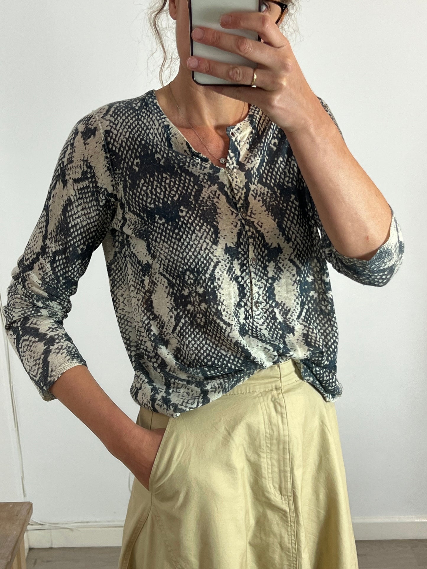 ZADIG&VOLTAIRE.Jersey fino botones estampada T.s