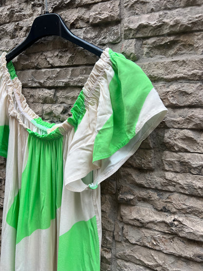 OTRAS. Vestido midi cuello elástico. T S