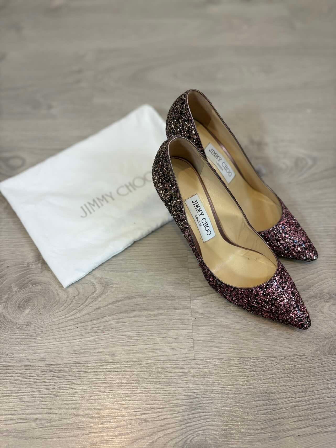 JIMMY CHOO. Salones Romy 85 glitter. T 38