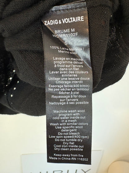 ZADIG & VOLTAIRE. Jersey negro lana cuello pico