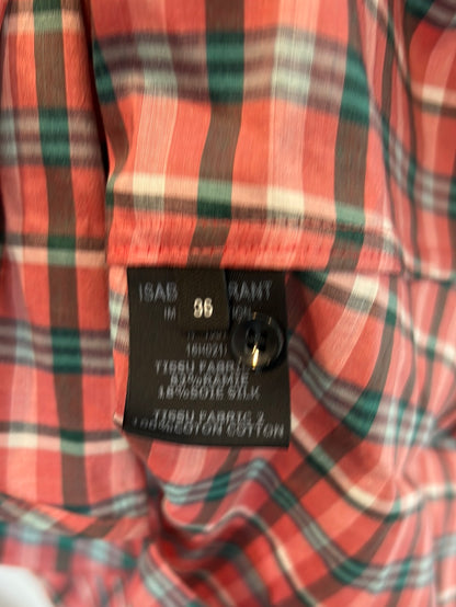 ISABEL MARANT. Checkered silk blouse with zipper. Size 36