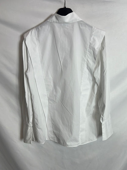 MASSIMO DUTTI. Camisa blanca detalle solapa. T 34