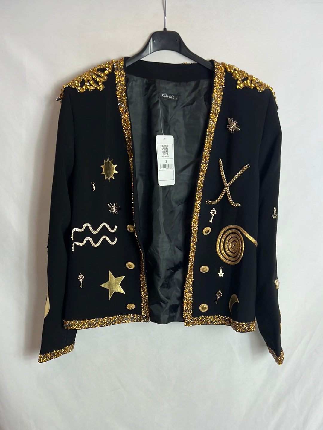 KIKIRIKI. Black beaded jacket. TS