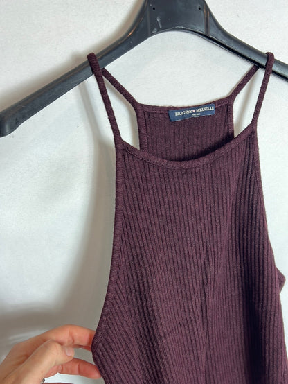 BRANDY MELVILLE. Top burdeos canalé T.u(xs)