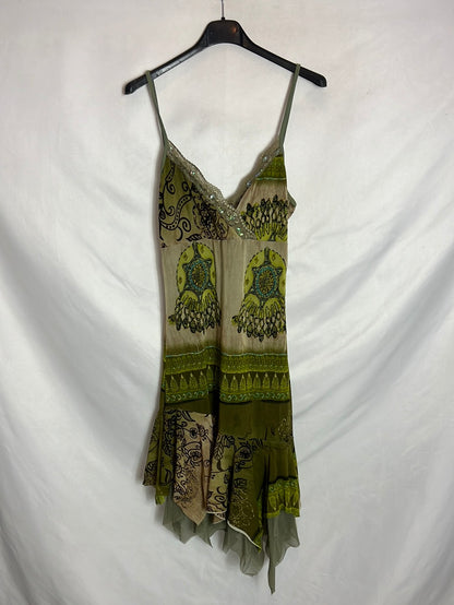 VEGA'S PARIS. Asymmetrical printed tulle dress. TM