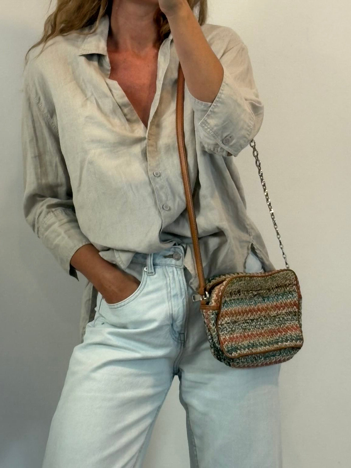 BIMBA Y LOLA. Bolso bandolera tela colores