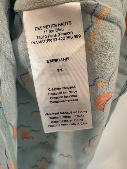 DES PETITS HAUTS Top azul claro estampado