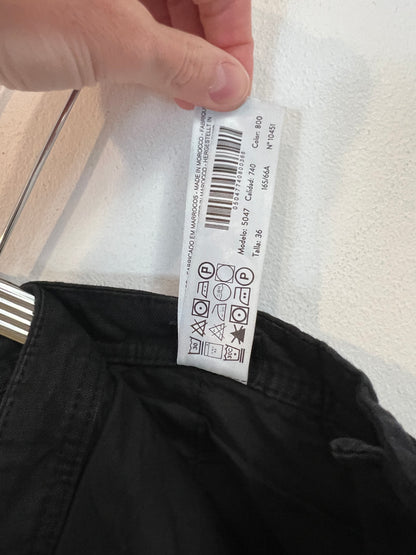 MASSIMO DUTTI. Pantalón negro lino