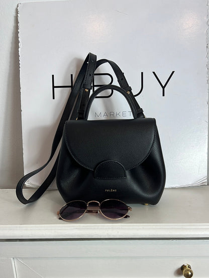 POLLENE. Black mini bag with long handle