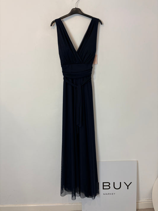 TERIA YABAR. Vestido largo tul azul