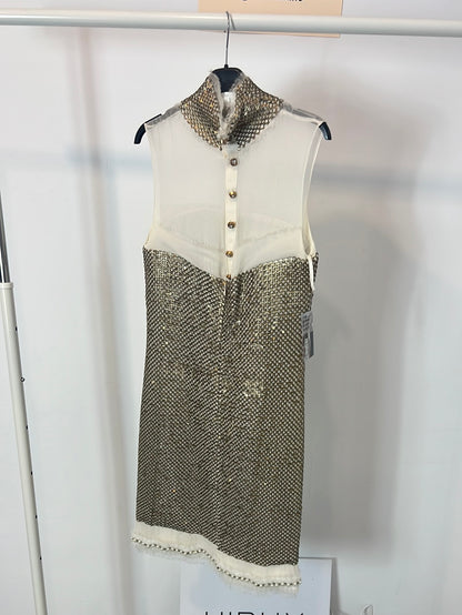 MALNE. Beige sequin dress T.38