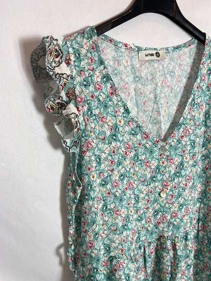 MY WAY. Vestido flores midi camisero. T M