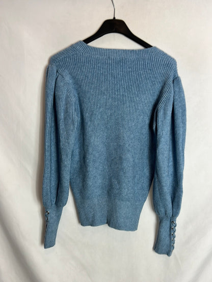 MARINA V. Jersey azul canalé T.2(m)