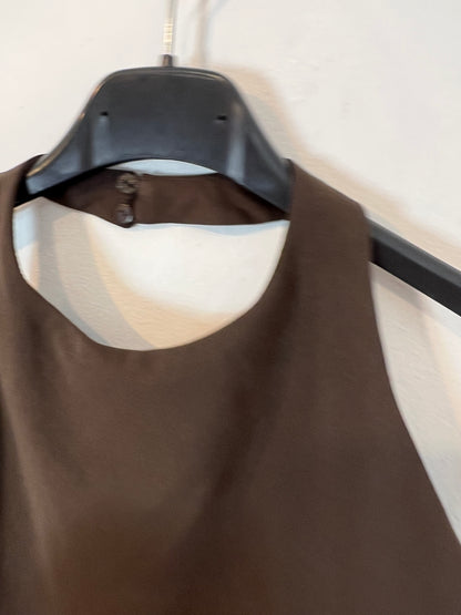 ZARA. Vestido midi marrón chocolate halter. T S