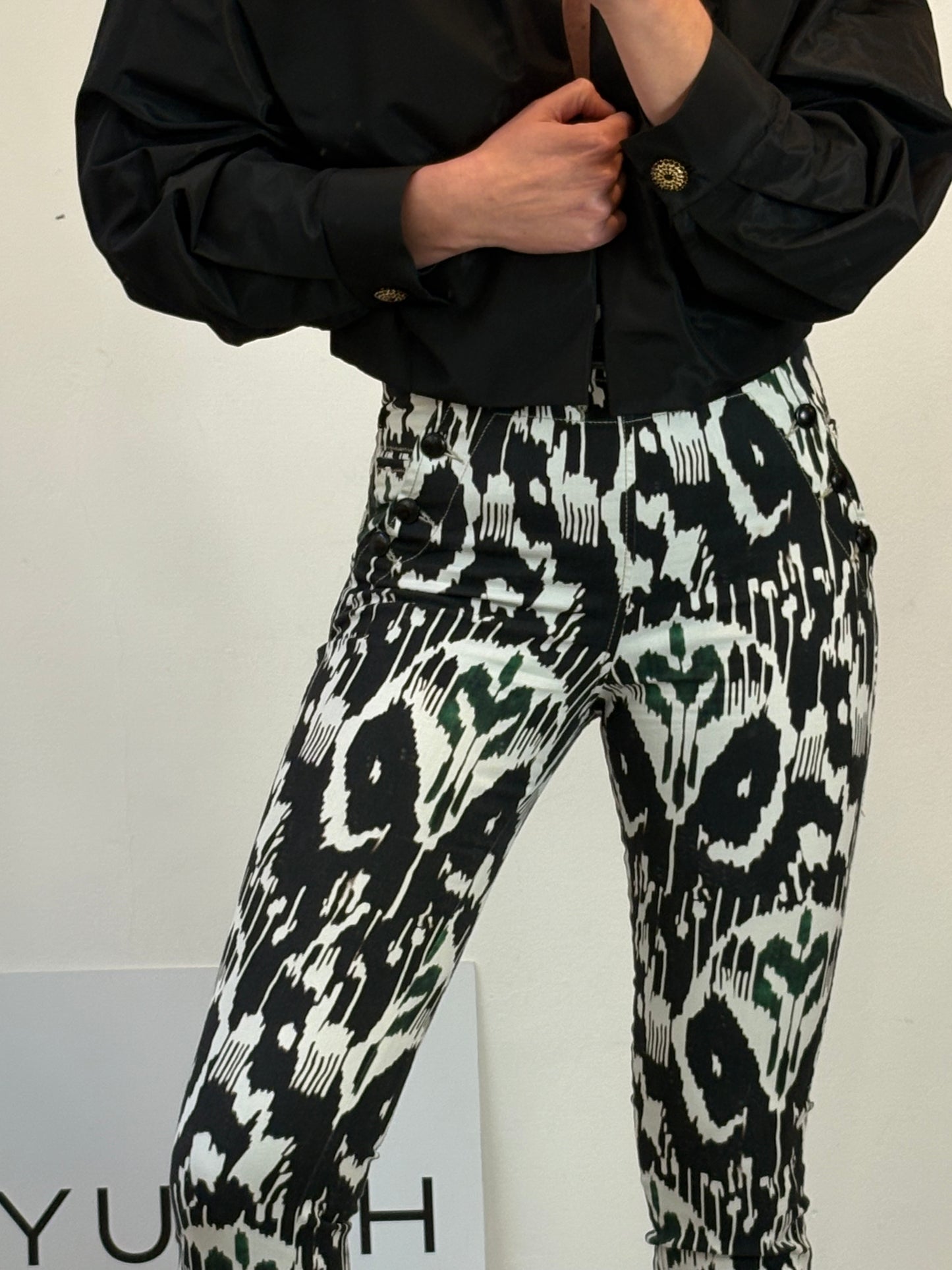 ISABEL MARANT. Denim estampado cintura alta