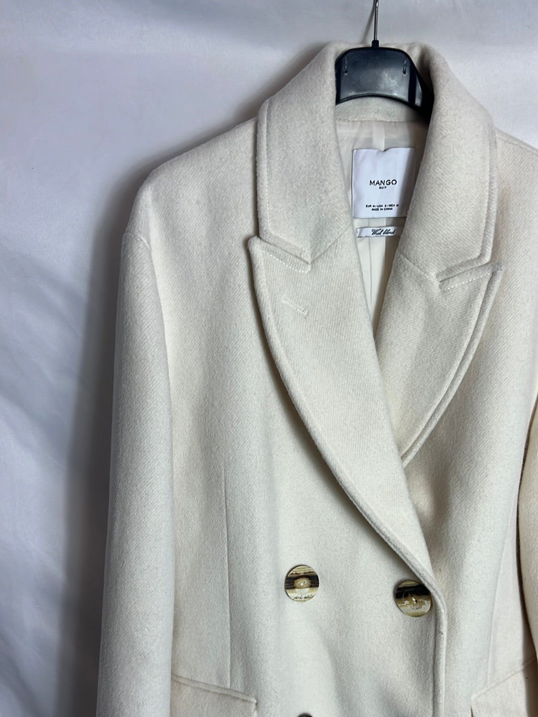 MANGO. Abrigo paño crudo T.m