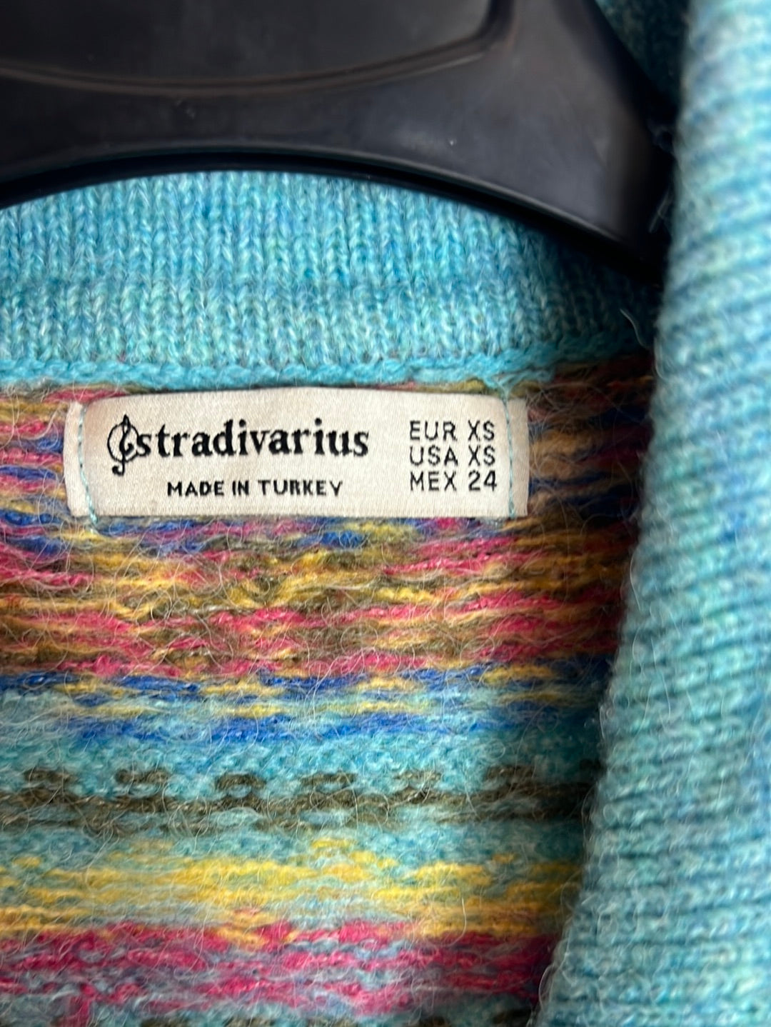 STRADIVARIUS . Cárdigan greca turquesa. T XS