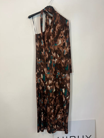 OTRAS. Vestido asimétrico marrones T.u (S)