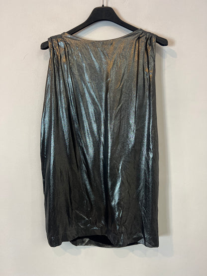 ELLA LUNA. Metallic silk top with chain detail on the back. TS
