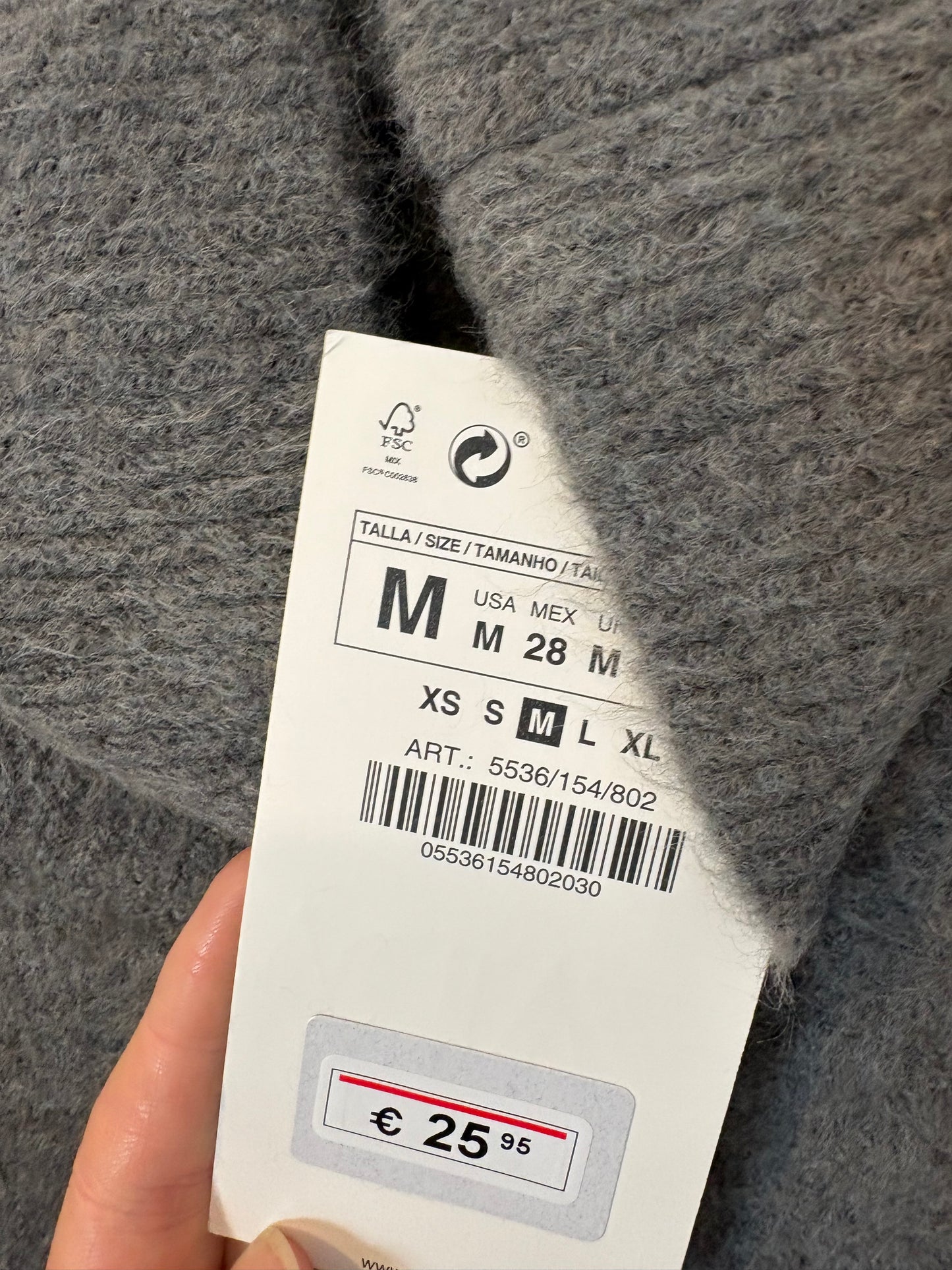 ZARA. Jersey  gris punto suave. T M