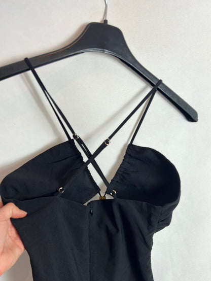 ZARA. Vestido midi negro aperturas. T XS