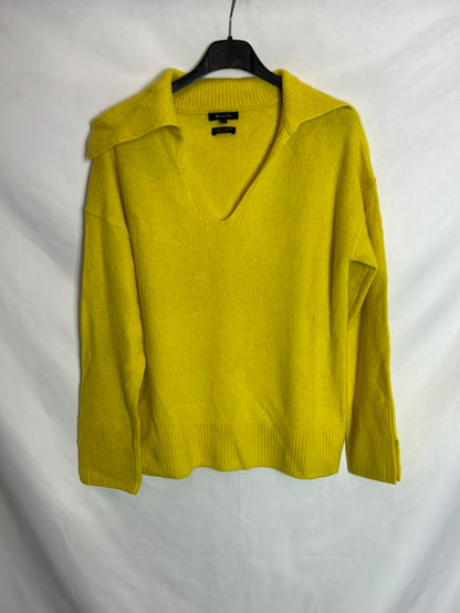 MASSIMO DUTTI. Jersey lana polero amarillo. T XS
