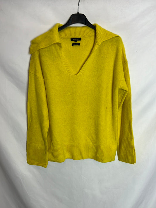 MASSIMO DUTTI. Jersey lana polero amarillo. T XS