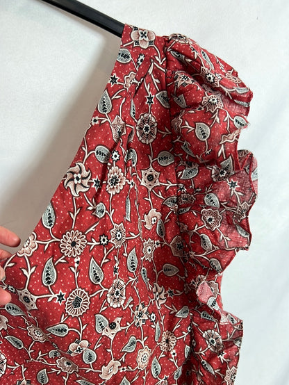 ISABEL MARANT ÉTOILE . Vestido Lino asimetrico estampado. T 42