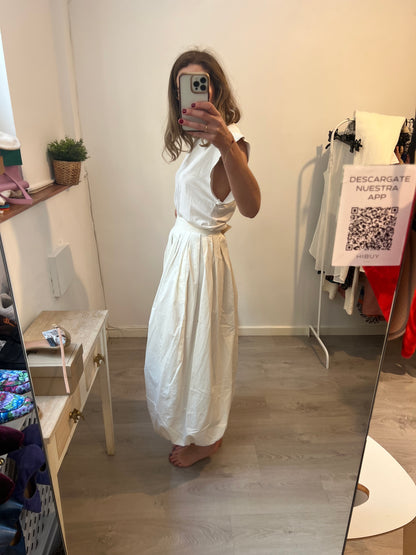 UMO COLLECTION .Falda blanca midi asimétrica T.36