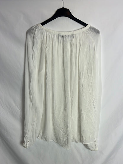 ZARA. blusa blanca detalle étnico T.m