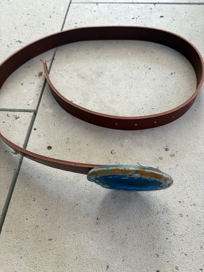 ECUE. Stone brown leather belt. TS