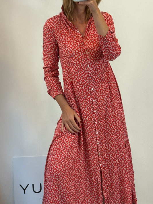 Vestido largo camisero estampado