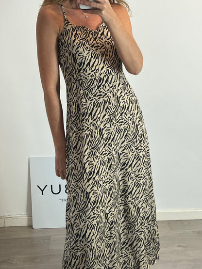 PIECES. Vestido midi animal print T.s