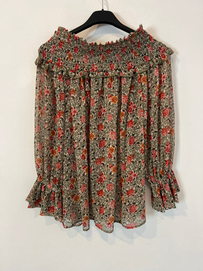 VP COLLECTION. Blusa flores escote nido de abeja. T XS (S)