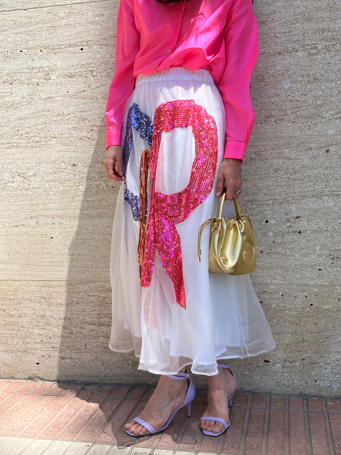 P.A.R.O.S.H. Falda midi tul lentejuelas