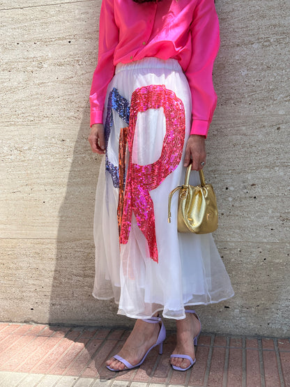 P.A.R.O.S.H. Falda midi tul lentejuelas
