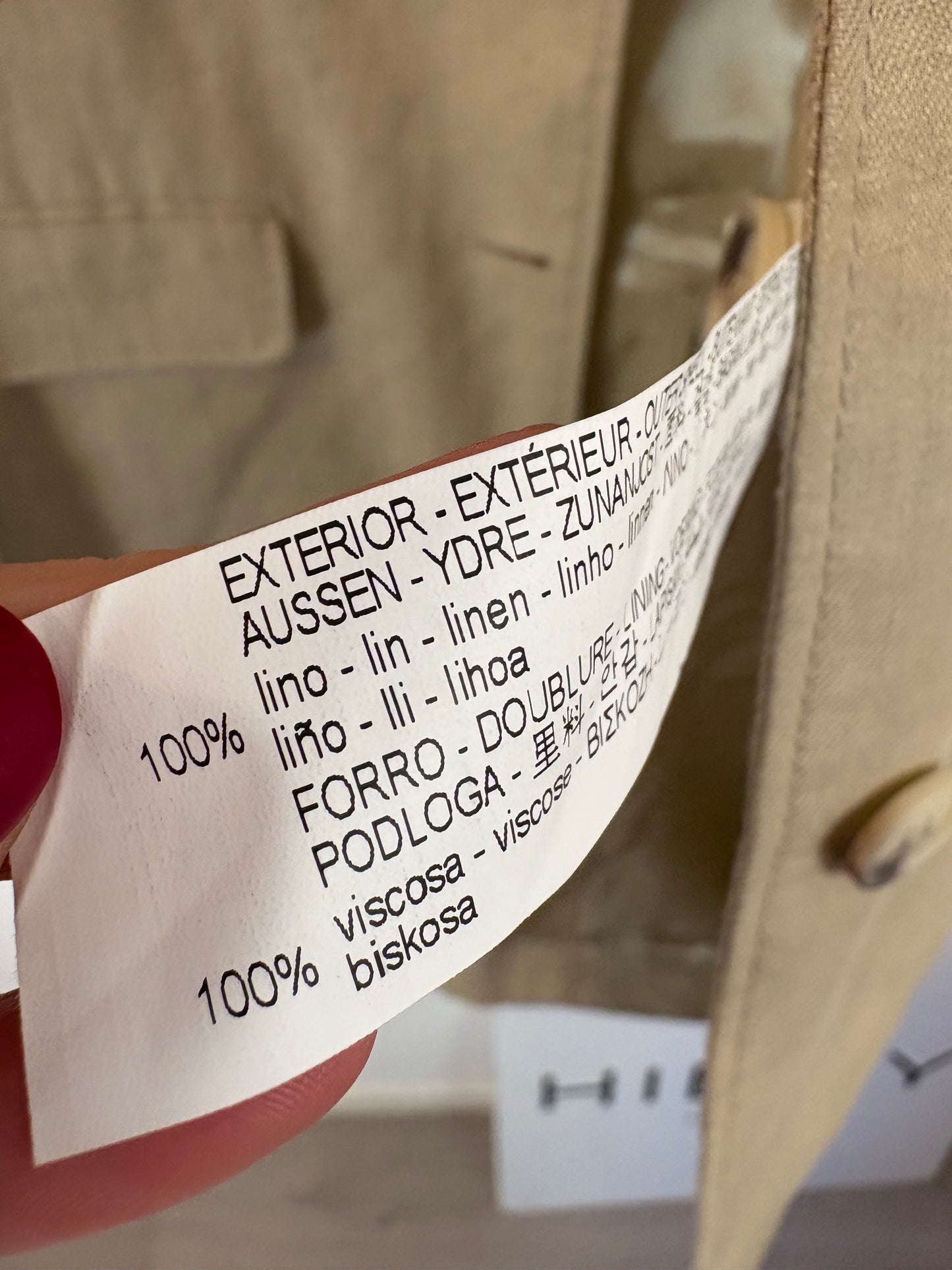 ZARA. Blazer beige lino
