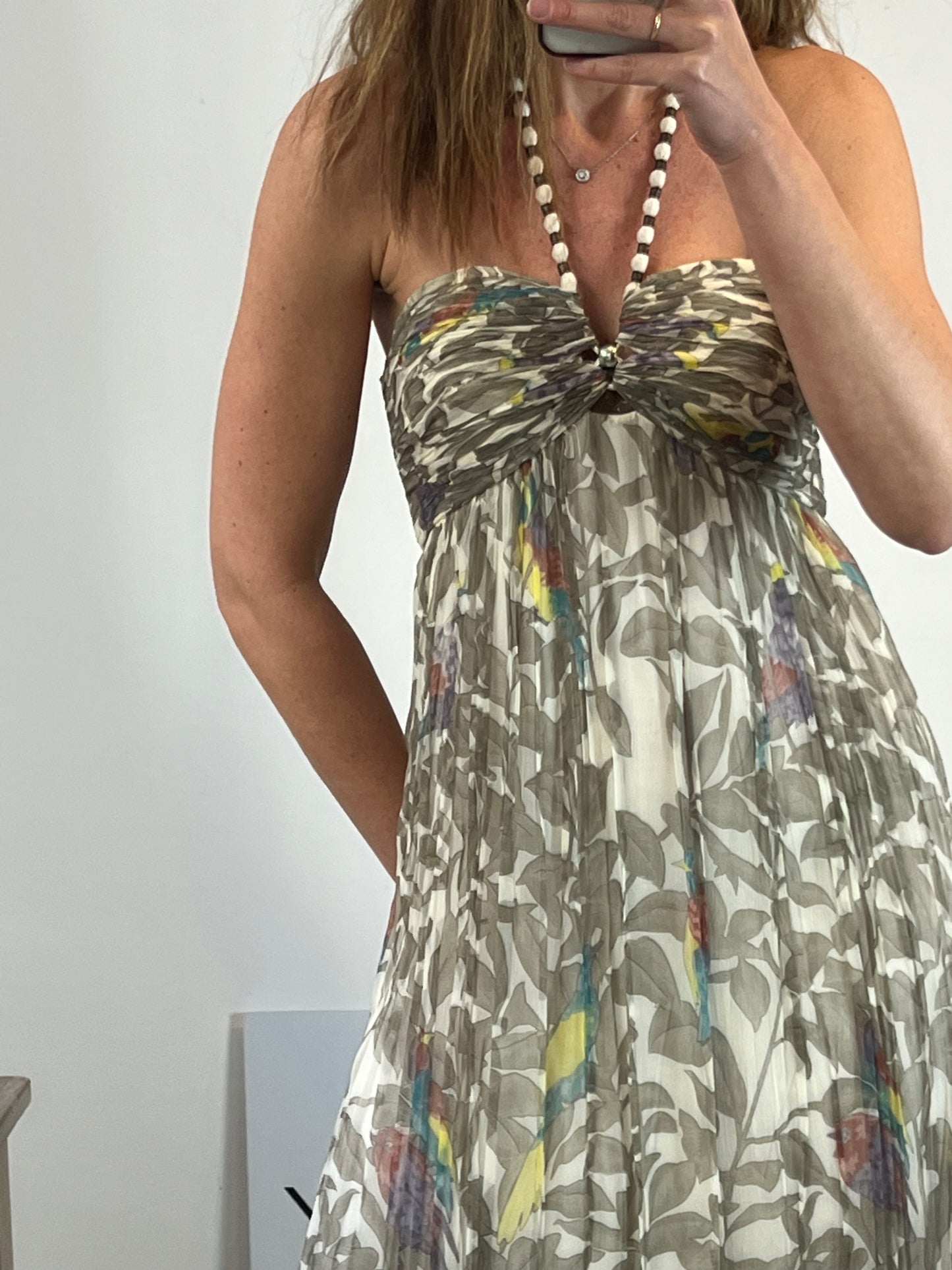 BI^NK LONDON. Vestido largo gasa flores. T M