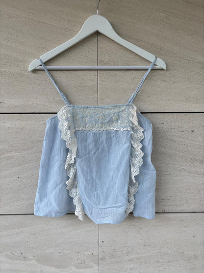 ZARA. Top azul  claro lencero