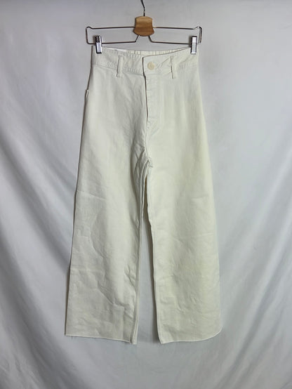 ZARA. Pantalón blanco culotte. T 36