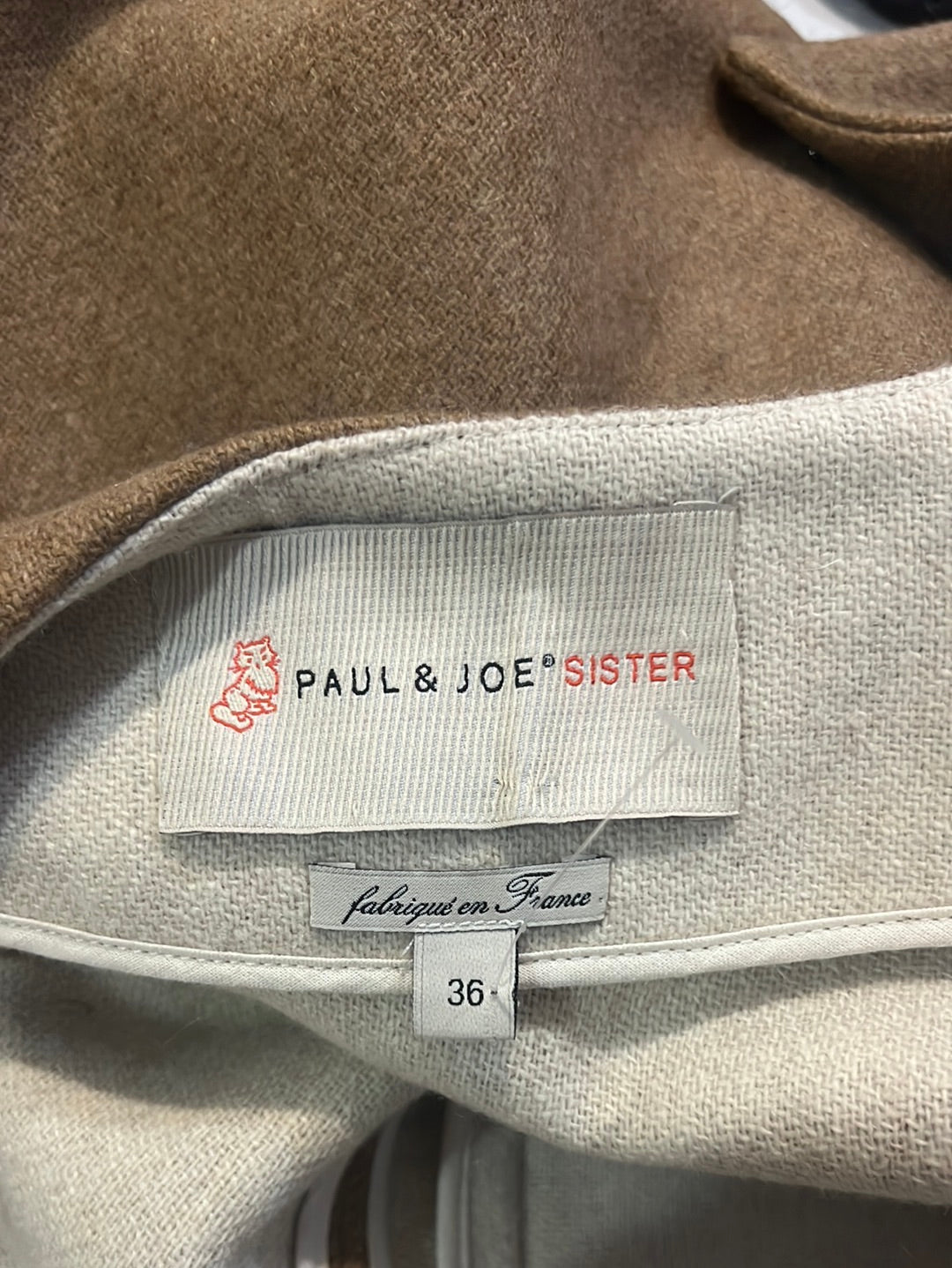 PAUL&amp;JOE. Two-tone pale coat, size 36