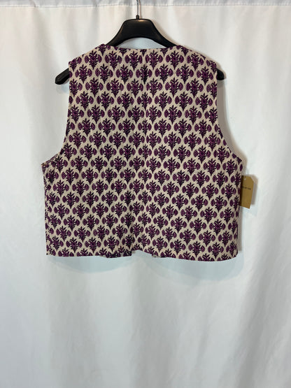 OTRAS. Chaleco beige flores moradas TU(s/m)
