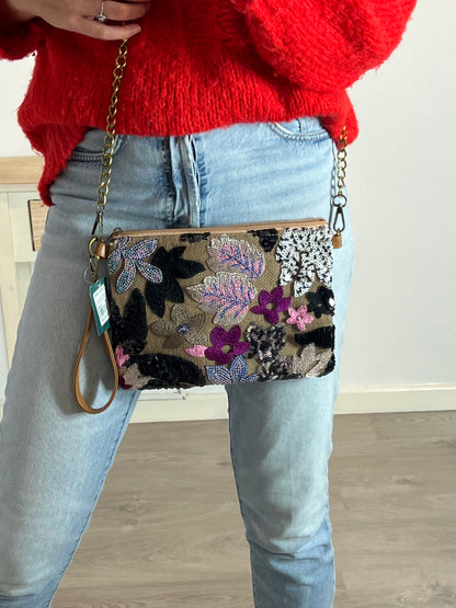 DULCINEA HEREDIA. Bolso doble textura flores