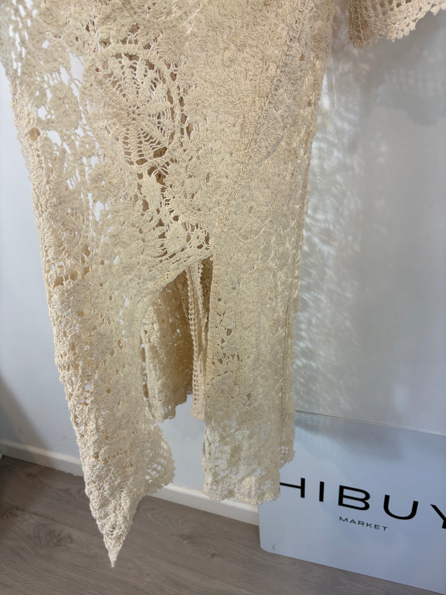 Kimono crochet beige claro