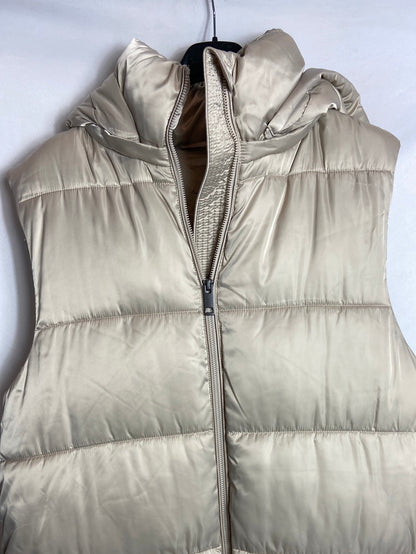 MASSIMO DUTTI. Chaleco largo beige satinado T.S
