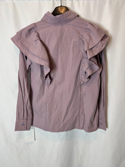 MARIETH. Mauve blouse with ruffles T.xs